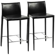 Shen Black Bonded Leather 26 Counter Chair Set Of 2 Style 6d345 Counter Chairs Bonded Leather Chair Bar Stools