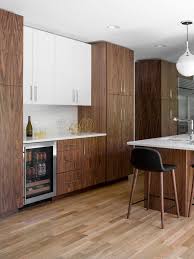 Mid Century Modern Kitchen Remodel Walnut And Acrylic Cabinets Cambria Quartz B Modern Walnut Kitchen Mid Century Modern Kitchen Design Modern Kitchen Design