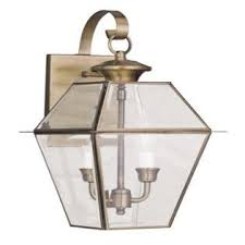 Livex Lighting 2281 01 Westover 2 Light Outdoor Wall Lantern Antique Brass