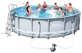 Stahlrahmenpool Set Power Steel Frame O 488 X H 122 Cm Grau Kunststoff Metall 488 122cm Bestway