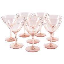 Mid Century Vintage Pink Swirl Cocktail Champagne Coupe Glasses Available At The Hour Shop T Vintage Cocktail Glasses Cocktail Glassware Vintage Glassware