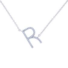 Cz Letter R Necklace Letter Necklace Silver Letter Jewelry Sideways Initial Necklace