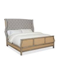 Tufted shelter bed with footboard bench. Hooker Furniture Bohemian King Tufted Shelter Bed