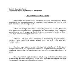 Cara perdana yang boleh diisi oleh pelajar pada masa lapangnya adalah melalui beridah atau bersukan untuk meningkatkan kesihatan diri seperti. Contoh Karangan Mengisi Masa Lapang Mika Put X