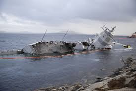 The aegis combat system equipped norwegian frigate helge ingstad had a collision with the oil tanker sola and suffered significant damage. Norwegian Frigate On The Rocks After Collision With Tanker Overt Defense