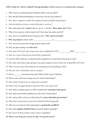 Food inc worksheet answers quizlet. Food Inc Movie Questions