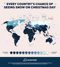 Chance Of White Christmas Map 2022 The 'White Christmas Map' Reveals Every Country's Chance Of Snow On  Christmas Day - And Every State Too... - Vivid Maps