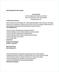 bank branch manager resume