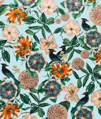 Nature Birds And Flowers Wallpaper Forest Birds Nature Tropical Art Print By 83 Oranges Bird Pattern Society6 Art Prints Bird Wallpaper Art