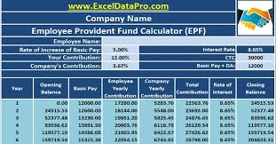 Interest rate of epf account since 1952 to 2021. Download Employee Provident Fund Calculator Excel Template Exceldatapro