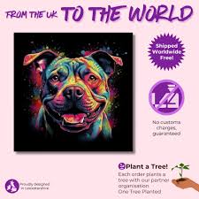 Staffordshire Bull Terrier Canvas Print. Unique Abstract Colourful Staffy  Dog Neon Painting, Graffiti Animal Decor Gift, Vibrant Wall Art