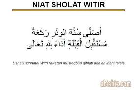 Saya berniat shalat witir tiga rakaat selanjutnya, sholat witir merupakan salah satu amal sunnah yang biasanya dikerjakan rasulullah setiap harinya sebagaimana hadits dari ali bin abi thalib. Niat Dan Pengertian Sholat Witir Sebagai Imam Makmum Abiabiz