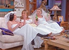 Monica Rachel And Phoebe Drinking Beer And Wearing Wedding Dresses In 2020 Best Friend Goals Clothes Design Friend Goals
