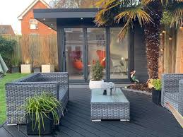 This stunning garden deck has a stylish, contemporary look. Garden Room In Peterbough Composite Garden Rooms