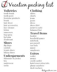 free printable vacation packing list