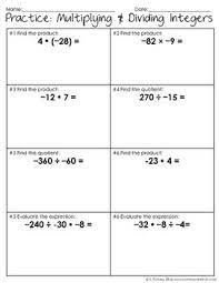 Multiplying And Dividing Integers Notes Multiplying And Dividing Integers Dividing Integers Integers