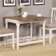 Plus, thanks to its metal base and wood tabletop, it'll work in rustic, industrial, and contemporary spaces. Coaster Hesperia Cottage Drop Leaf Dining Table In Pale Ale And White 123001