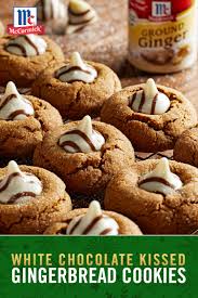 White Chocolate Kissed Gingerbread Cookies Recipe Christmas Cooking Yummy Cookies Holiday Baking