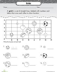 Coordinate Grid Basic Practice With Sports Worksheet Education Com Coordinate Grid Worksheets For Kids Teaching Map Skills