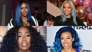Another dark shade of blue that goes great with black hair. Vivica A Fox Rihanna And 9 Other Famous Black Girls In Blue Hair Madamenoire