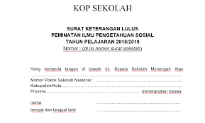 Contoh format skl sd 2019. Contoh Format Surat Keterangan Lulus Tahun 2019 Sma Negeri 5 Langsa