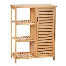 Get the best deals on bamboo cabinets & chests. Amazon Com Viagdo Bathroom Storage Cabinets With Doors And 3 Side Shelves Bamboo Floor Cabinet Utility Storage Shelves For Living Room Bedroom Hallway Kitchen Free Standing Storage Cabinet Furniture Kitchen Dining