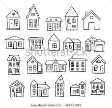 Black And White Simple Hand Drawn House Clipart Hand Drawn House Vector Set Cartoon House Simple House Drawing House Doodle