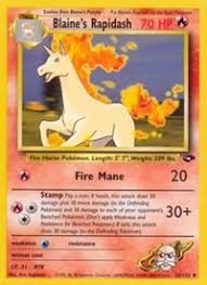 Rapidash's fire type gives a damage bonus with most fire moves, and immunity to burn status. Blaine S Rapidash Gym Challenge Pokemon Online Gaming Store For Cards Miniatures Singles Packs Booster Boxes