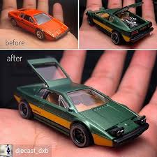 Reposted From Diecast Dxb Here S A Before And After Pic Of The Custom Hotwheels Lotus Esprit S1 A P Hot Wheels Toys Hot Wheels Cars Toys Custom Hot Wheels