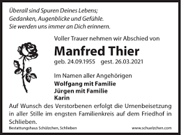 Traueranzeigen von Manfred Thier