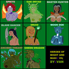 Post 1651660: blade_dancer druid Dryad elf green_dragon  Heroes_of_Might_and_Magic Heroes_of_Might_and_Magic_7 Hunter LewdnCrude  moon_doe Sprite treant