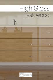 High Gloss Teak Veneer In 2020 High Gloss Kitchen Cabinets Gloss Kitchen Cabinets Wood Cabinet Doors