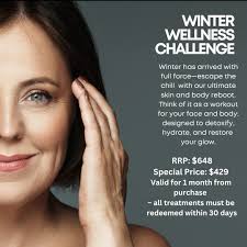 Winter Wellness Challenge Winter has arrived with full force—escape the  chill with our ultimate skin and body reboot. Think of it as a workout for  your face and body: designed to detoxify,