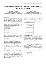 Give me the change please. Pdf Distance Based Reordering In English To Hindi Statistical Machine Translation