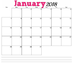 January 2018 Horizontal Calendar Calendar Free Printables Beautiful Planner