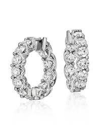 Black And White Diamond Hoop Earrings Blue Nile Signature Diamond Eternity Hoop Earrings In Platinum 3 5 Ct Tw Blue Nile Diamond Hoop Earrings Diamond Hoop Earrings Small Diamond