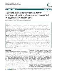 The Ward Atmosphere Important For The Psychosocial Work Environment Of Nursing Staff In Psychiatric In Patient Care Health Essay Body Image Travel Cards