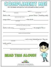 compliment me f self esteem worksheets self esteem activities therapy activities