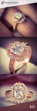 Vintage Halo Diamond Rose Gold Zircon Ring Vintage Jewellery Rings Vintage Halo Zircon Ring