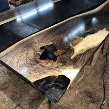 Finished Resin Tables See These Pieces Being Poured In Our Previous Post Diningtable Coffeetable Homefur Wood Resin Table Resin Table Walnut Dining Table