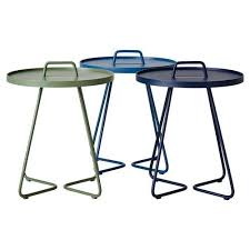 Cane Line On The Move Modern Dark Blue Aluminum Outdoor Side End Table Small Blue Outdoor Pillows Modern Outdoor Bar Stools Outdoor Side Chairs