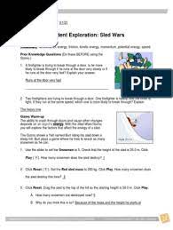 Sled wars gizmo activity c answers student exploration pulley lab (answer key).docx : Sled Wars Lab Kinetic Energy Potential Energy