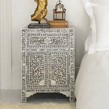 Moroccan Nightstand Grey Mother Of Pearl Inlay Bedside Table Something Like This Would Work In Th Inlay Bedside Table Bone Inlay Bedside Table Inlay Furniture