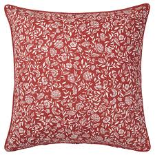 Evalouise Kuddfodral Rod Vit Blommonstrad Ikea I 2020 Kuddfodral Ikea Bomull
