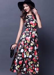 Gorgeous Sleeveless Calf Length Dress Retro Style Dress Fashion Pretty Dresses