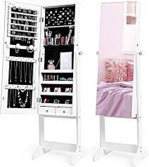 When you shop at usa furniture warehouse we ship most order next day, satisfaction guarantee. Amazon Com Nicetree Jewelry Cabinet With Full Length Mirror Standing Lockable Jewelry Armoire Organizer 3 Angel Adjustable White Home Kitchen