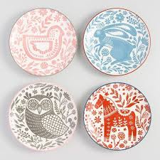 Cost Plus World Market Scandi Folklore Animal Salad Plates Set Of 4 Affiliatelink Plate Decor Plates On Wall Hand Painted Ceramics