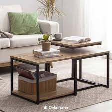 C table di atas ini terbuat dari rangka kayu yang membungkus bagian lengan sofa. Jual Dekoruma Kozu Set Coffee Table Dan Side Table Meja Ruang Tamu Minimalis Atau Meja Kopi Kayu Olahan Dan Besi Meja Sudut Terbaru Juli 2021 Blibli