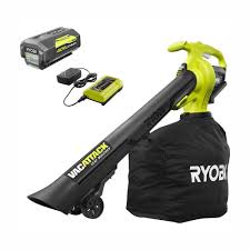 Ryobi 40 Volt Lithium Ion Cordless Leaf Vacuum Mulcher With 4 0 Ah Battery And Charger Included Ry40450 The Home Depot In 2020 Ryobi Cordless Vacuums