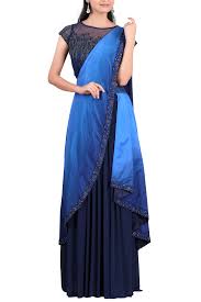 Adapun persyaratan untuk menjadi penerima kip. Royal Blue Stitched Saree Gown Sammohi